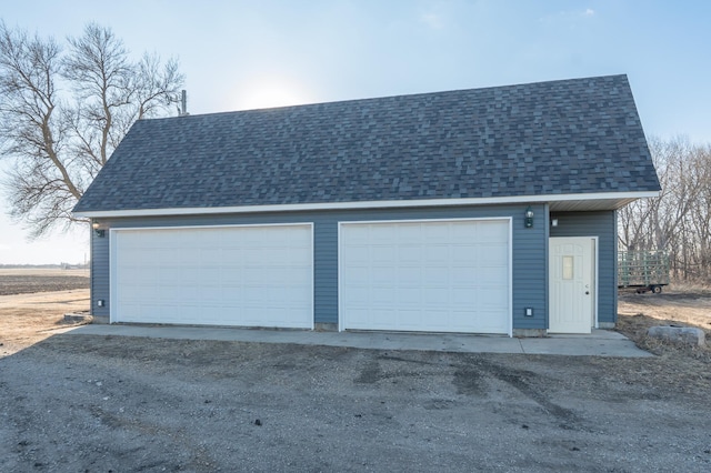 view of detached garage