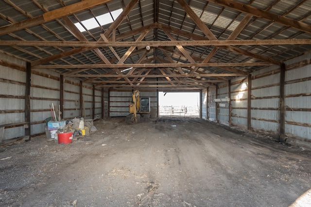 garage with metal wall