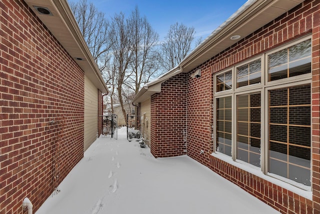 view of snow covered patio