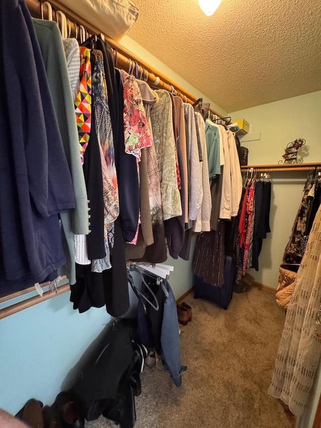 spacious closet with carpet floors