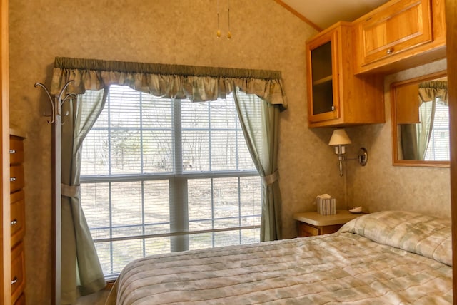 bedroom with vaulted ceiling