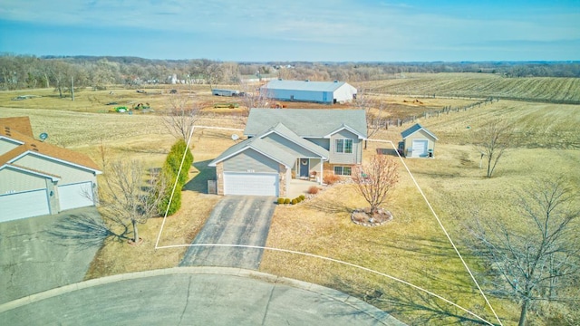 bird's eye view with a rural view