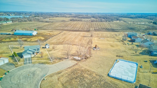 bird's eye view with a rural view