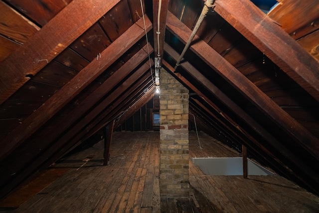 view of unfinished attic