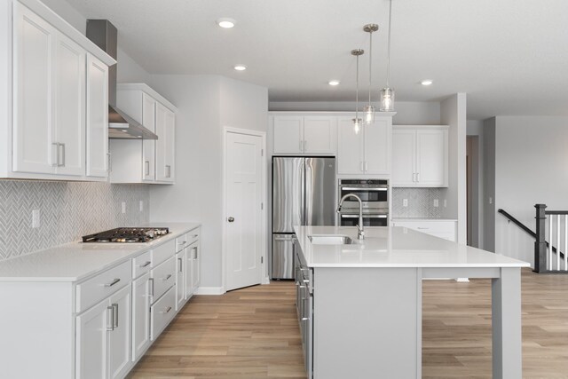 10720 Harbor Ln N, Maple Grove, MN 55369 - kitchen with light countertops, stainless steel appliances, and light wood-type flooring