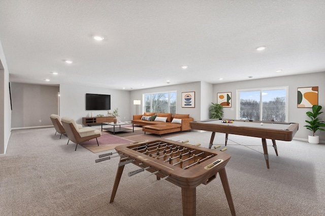 10720 Harbor Ln N, Maple Grove, MN 55369 - recreation room with recessed lighting, pool table, baseboards, and carpet