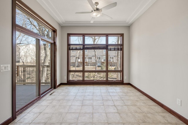 interior space featuring ceiling fan