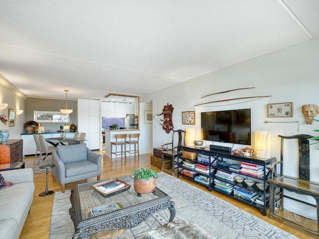 living room with light wood-style floors