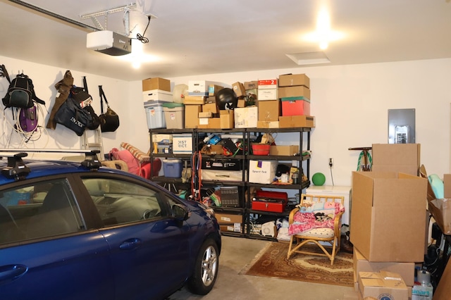 garage with a garage door opener