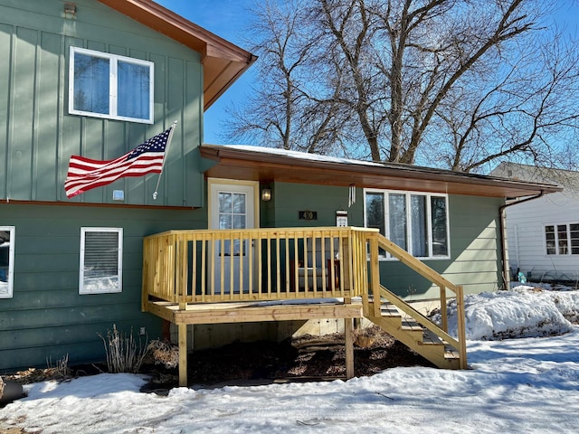 exterior space with board and batten siding