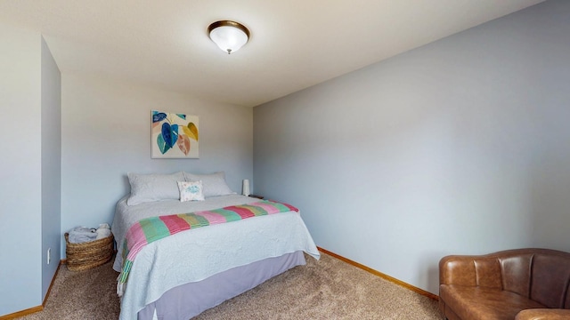 bedroom with baseboards and carpet floors