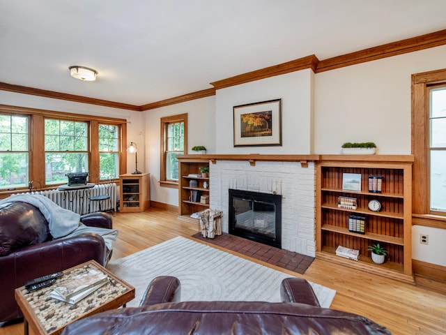 1286 Fairmount Ave, Saint Paul, MN 55105 - living area featuring ornamental molding, wood finished floors, baseboards, and healthy amount of natural light