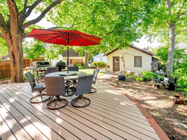 1286 Fairmount Ave, Saint Paul, MN 55105 - wooden terrace featuring outdoor dining space and area for grilling