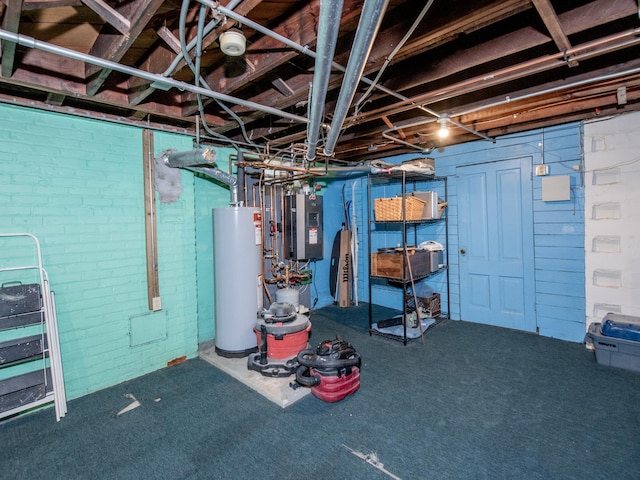 1286 Fairmount Ave, Saint Paul, MN 55105 - unfinished basement with water heater and brick wall