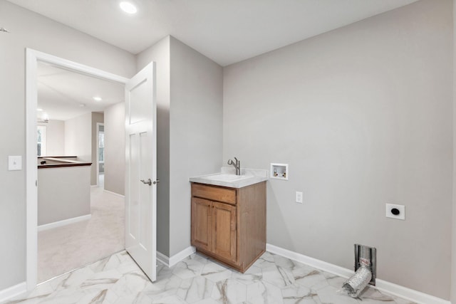 14403 107th Pl N, Maple Grove, MN 55369 - bathroom with marble look tile flooring, recessed lighting, and vanity