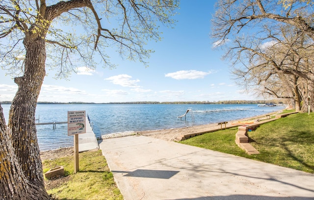 view of dock featuring a water view