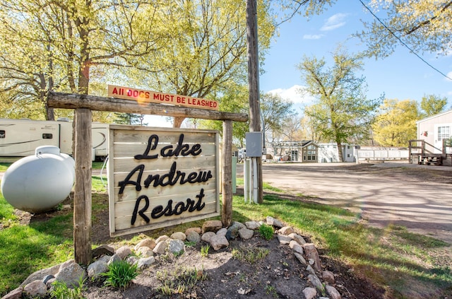 view of community sign