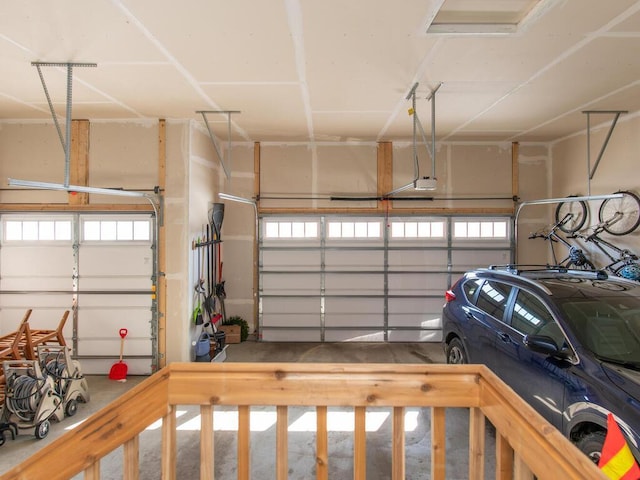 garage with a garage door opener