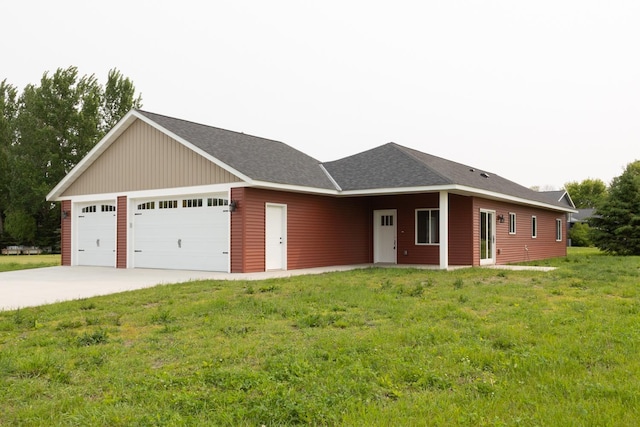 619 6th St, West Concord, MN 55985 - ranch-style house featuring a front yard, an attached garage, and a shingled roof