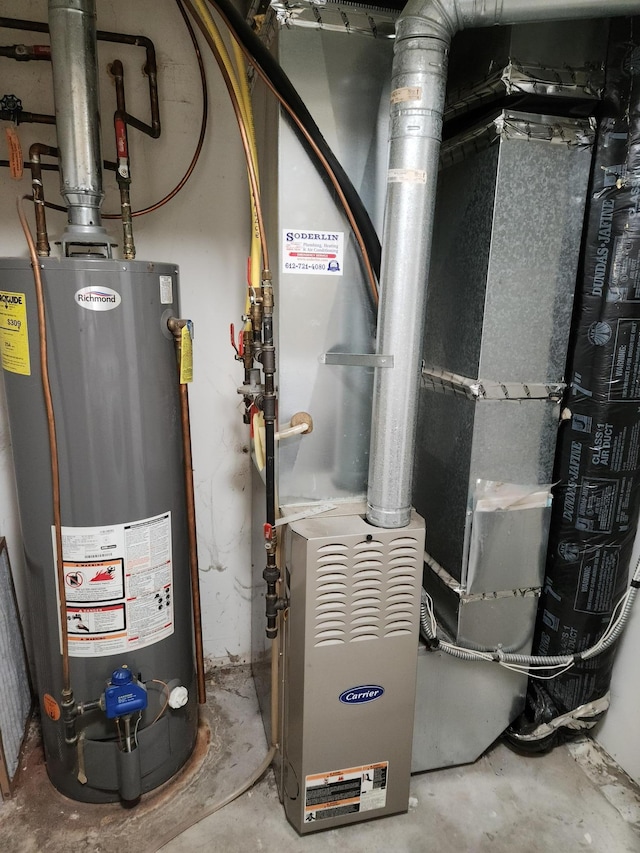 7721 Elm Grove Ave, New Hope, MN 55428 - utility room featuring gas water heater and heating unit