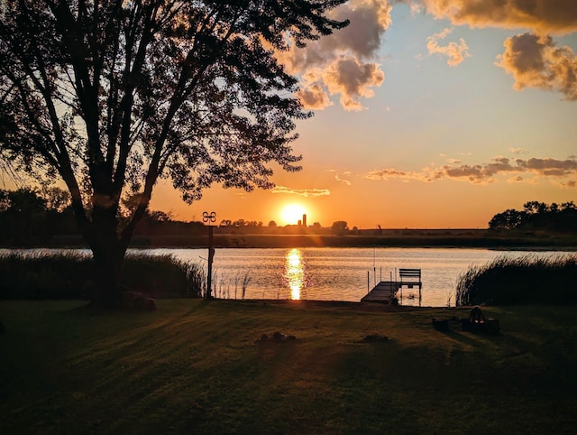 water view featuring a dock