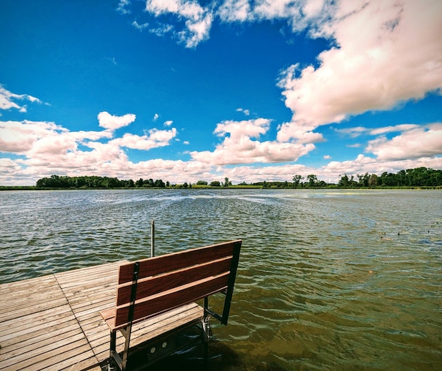 dock area featuring a water view