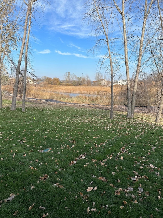 view of yard with a water view