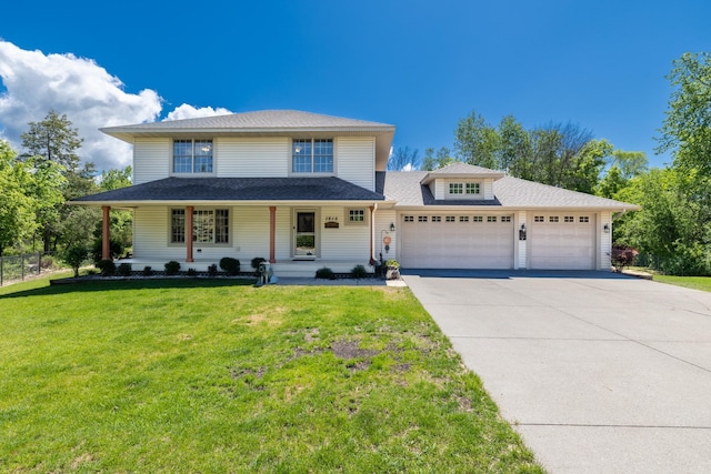1615 Quasar Ct S, Lake Saint Croix Beach, MN 55043 - view of front of house featuring a garage, concrete driveway, covered porch, and a shingled roof