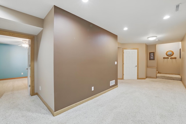 1615 Quasar Ct S, Lake Saint Croix Beach, MN 55043 - carpeted empty room featuring baseboards, recessed lighting, and ceiling fan