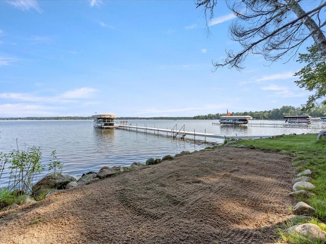 dock area featuring a water view