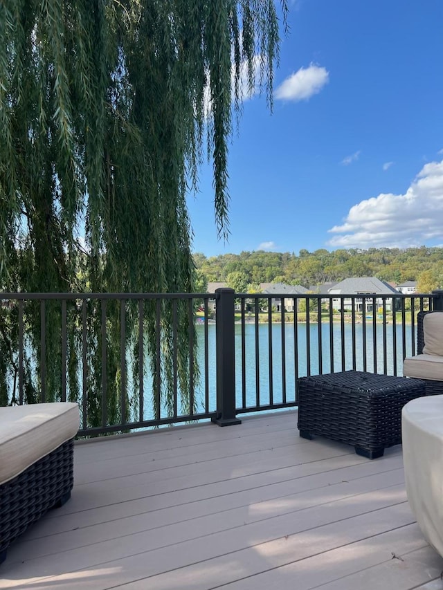 deck with a water view