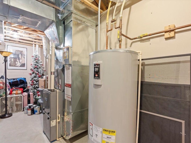 utility room featuring gas water heater