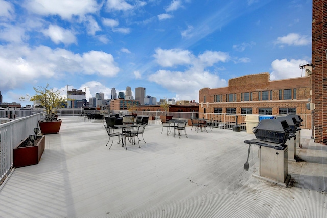 view of patio / terrace featuring a view of city