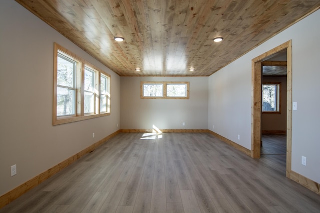 9806 County Road 144, Brainerd, MN 56401 - unfurnished room featuring baseboards, recessed lighting, wood finished floors, and wood ceiling
