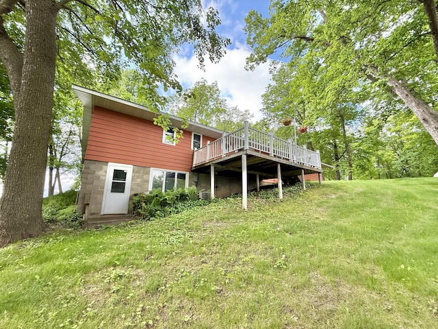 34257 Dusty Trl, Frazee, MN 56544 - rear view of property with a deck and a yard