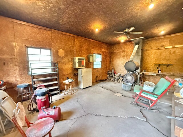 34257 Dusty Trl, Frazee, MN 56544 - sitting room featuring unfinished concrete flooring and a ceiling fan