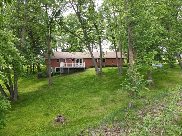 34257 Dusty Trl, Frazee, MN 56544 - view of grassy yard featuring a deck