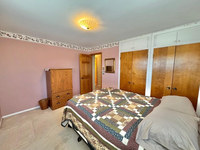 34257 Dusty Trl, Frazee, MN 56544 - bedroom featuring light carpet, multiple closets, and baseboards