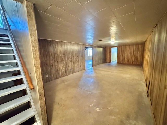 34257 Dusty Trl, Frazee, MN 56544 - below grade area with wooden walls and stairs