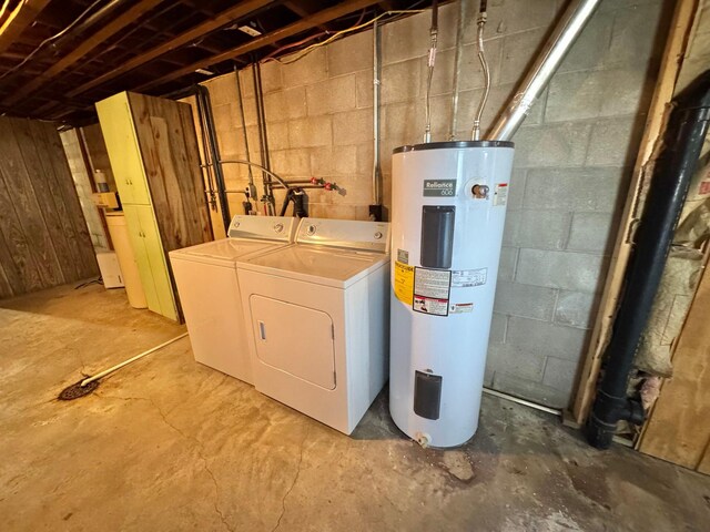 34257 Dusty Trl, Frazee, MN 56544 - laundry area featuring electric water heater and washing machine and dryer