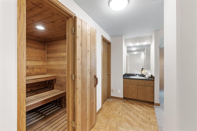 view of sauna featuring baseboards