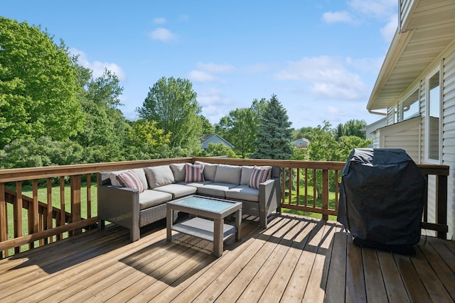 4514 Mcallister Ave NE, Saint Michael, MN 55376 - wooden terrace with an outdoor hangout area and area for grilling