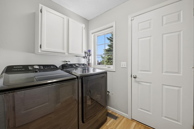 4514 Mcallister Ave NE, Saint Michael, MN 55376 - laundry area with cabinet space, washer and dryer, light wood-style flooring, and baseboards