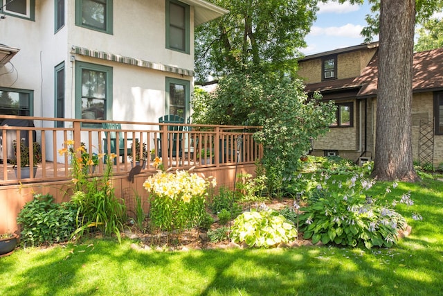 view of yard with a deck