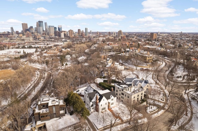 drone / aerial view with a view of city