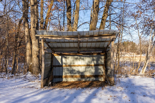 view of snow covered structure