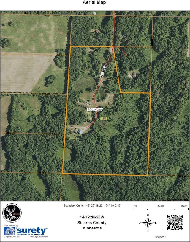 17910 27th Ave, Fair Haven Twp, MN 55320 - aerial overview of property's location with property boundaries highlighted
