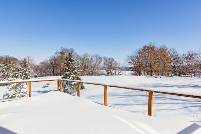 view of yard layered in snow