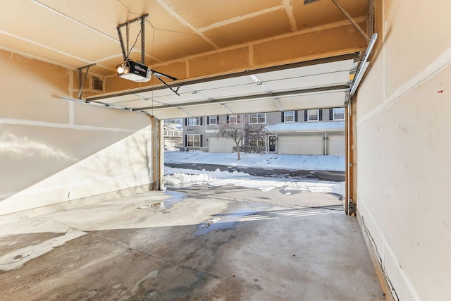 garage with a garage door opener