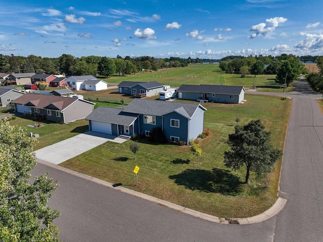 aerial view with a residential view